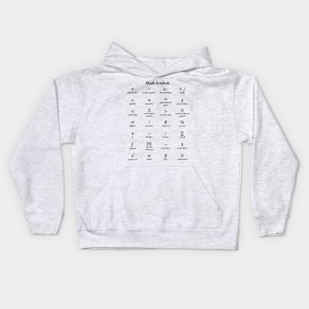 Math Symbols Kids Hoodie by ScienceCorner